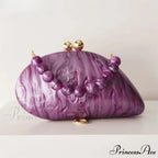 Egg-shaped Violet Shell Acrylic Purse Crossbody