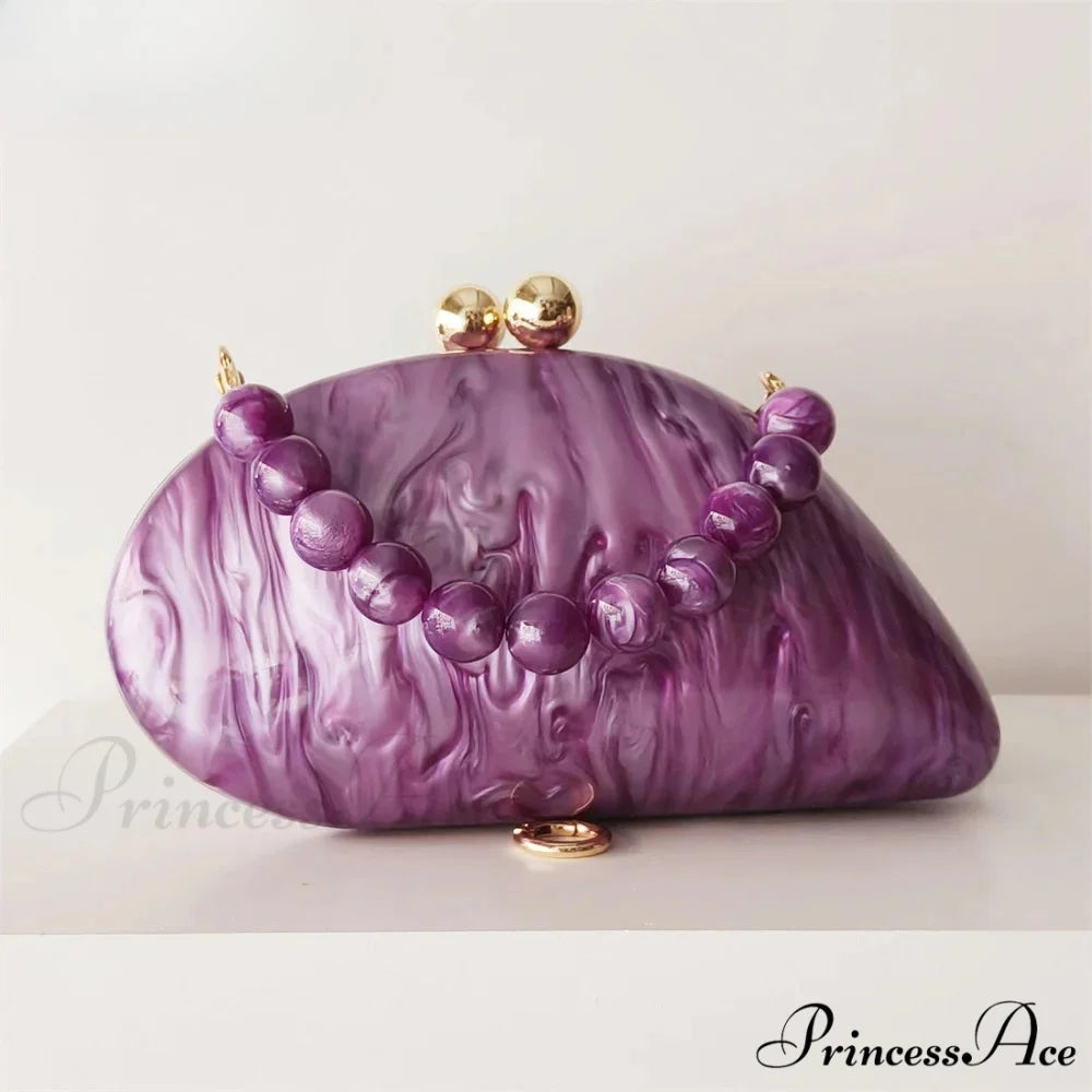 Egg-shaped Violet Shell Acrylic Purse Crossbody