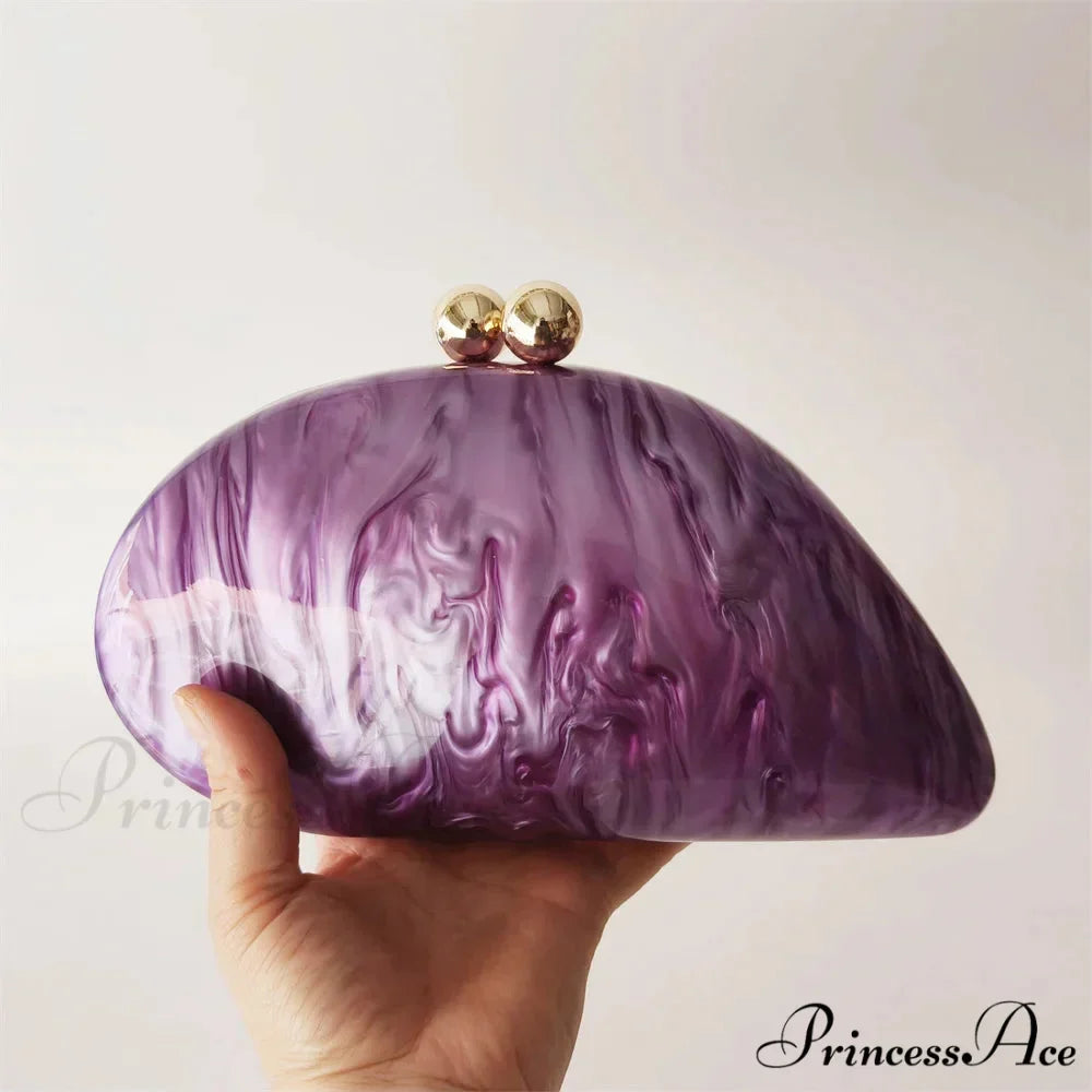 Egg-shaped Violet Shell Acrylic Purse Crossbody