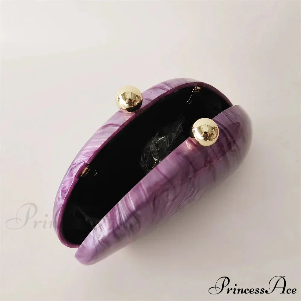 Egg-shaped Violet Shell Acrylic Purse Crossbody