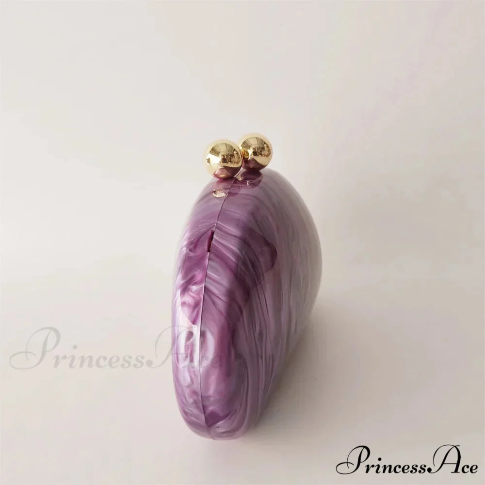 Egg-shaped Violet Shell Acrylic Purse Crossbody