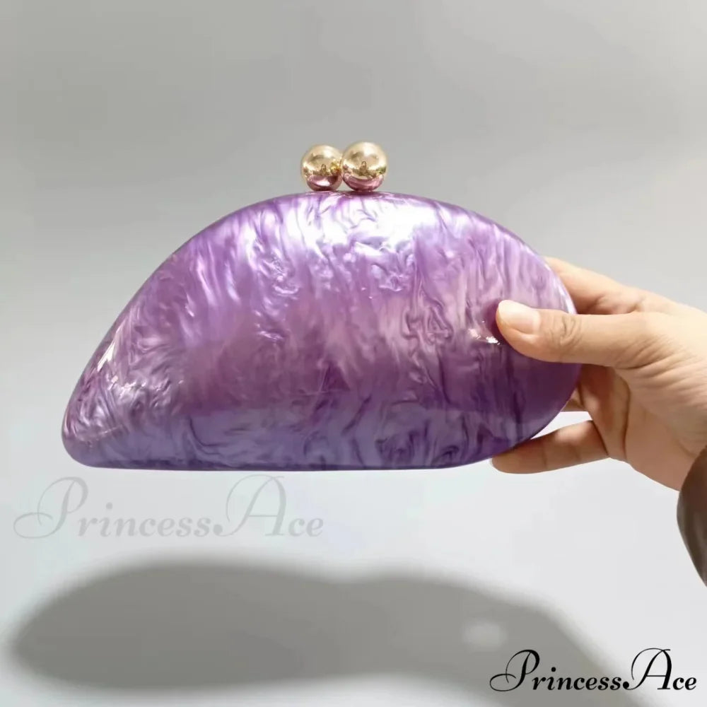 Egg-shaped Violet Shell Acrylic Purse Crossbody