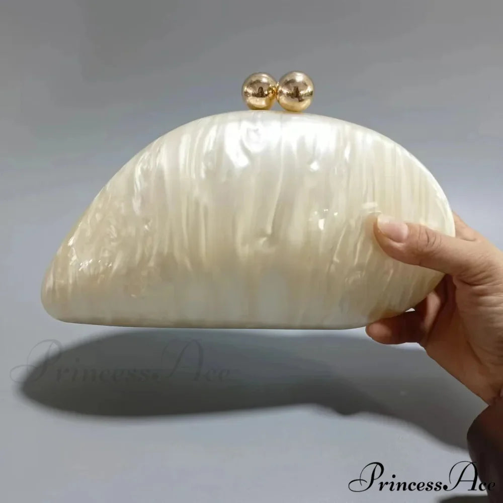 Egg-shaped Violet Shell Acrylic Purse Crossbody