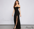 Elandra Formal Off The Graceful Shoulder Heat Stone Dress