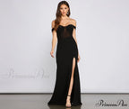 Elandra Formal Off The Graceful Shoulder Heat Stone Dress
