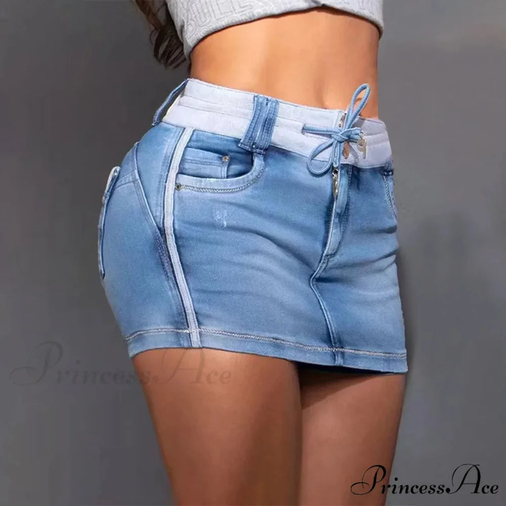 Elastic Cargo Envelop Denim Skirt