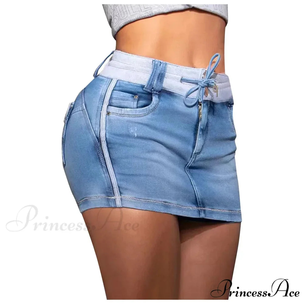 Elastic Cargo Envelop Denim Skirt