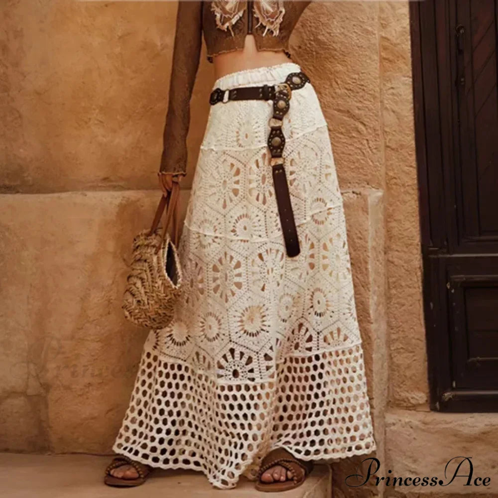 Elastic Crocheted Knit Skirt