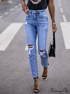 Elastic distressed leggings Jean