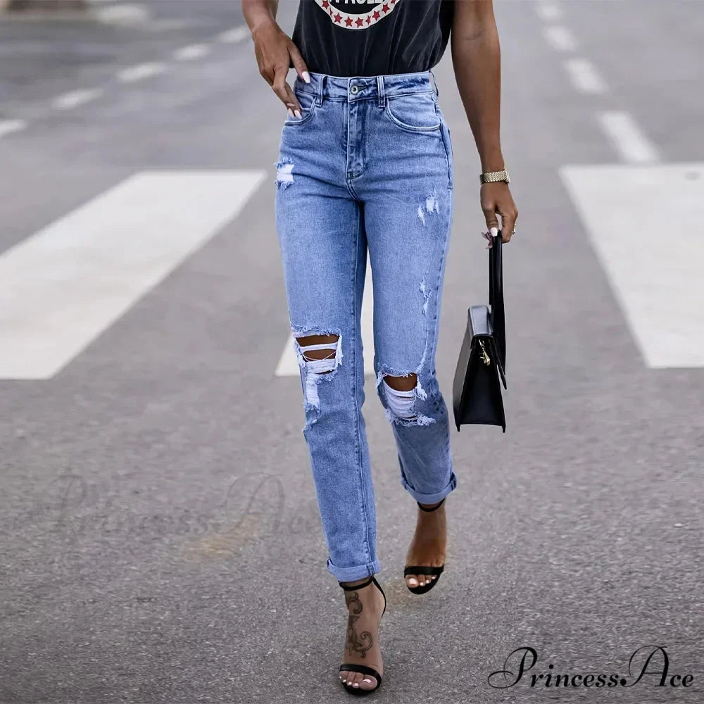 Elastic distressed leggings Jean