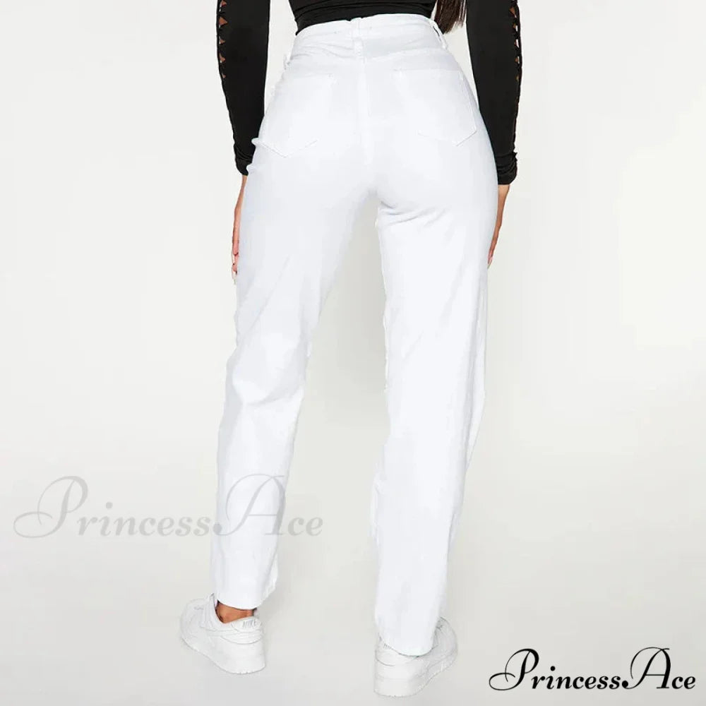 Elastic High Waist Fashion Casual Solid Washed Street Vintage Stretch Stylish Denim Jean