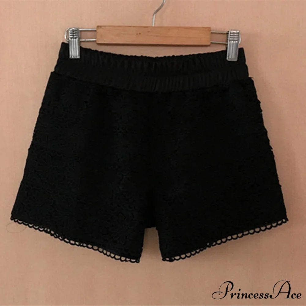 Elastic High Waist Lace Shorts