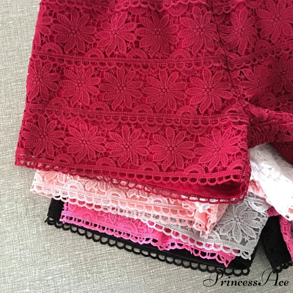 Elastic High Waist Lace Shorts