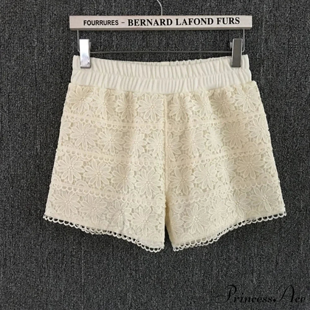 Elastic High Waist Lace Shorts