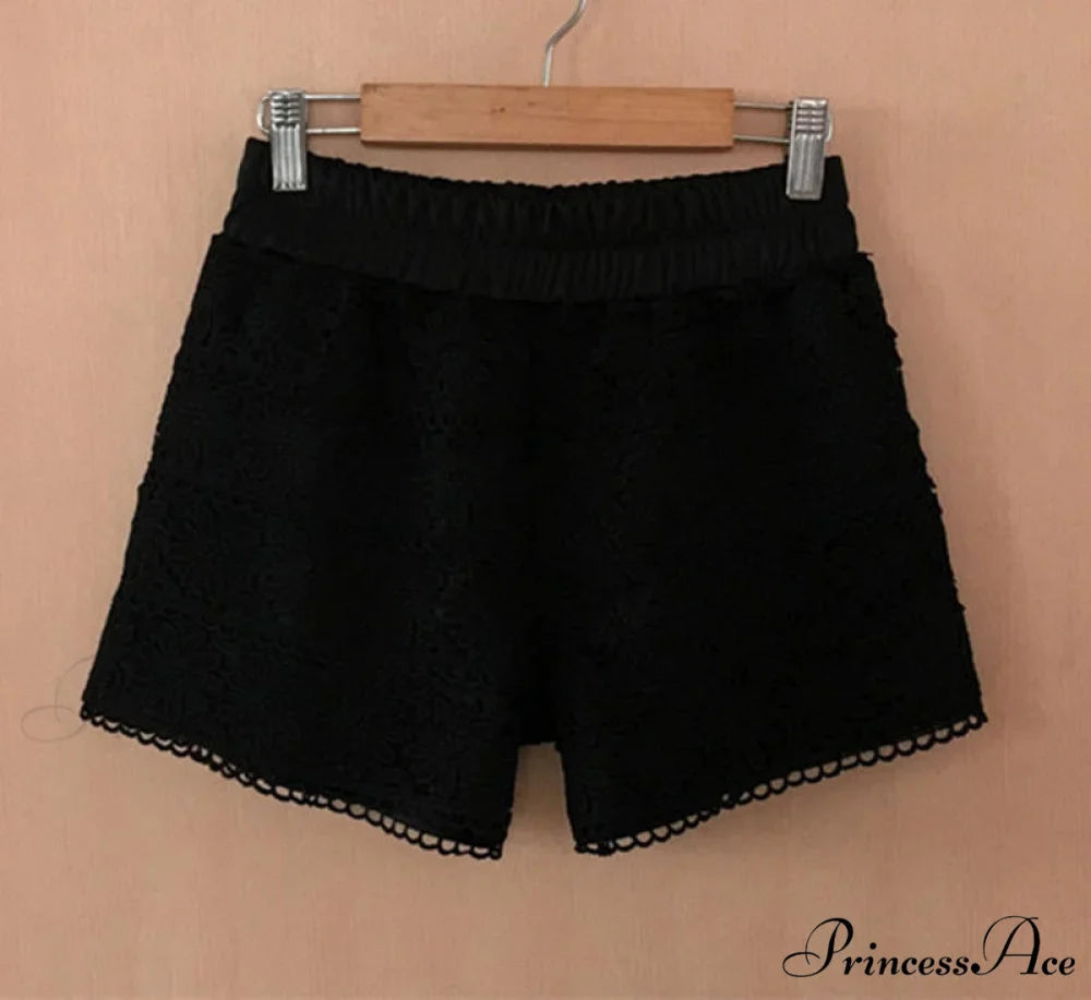 Elastic High Waist Lace Shorts