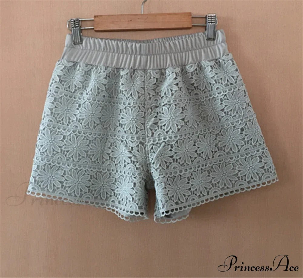 Elastic High Waist Lace Shorts