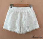 Elastic High Waist Lace Shorts