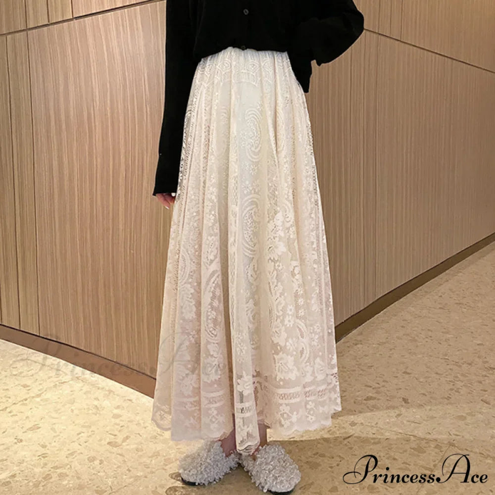 Elastic High Waist Lace Skirts