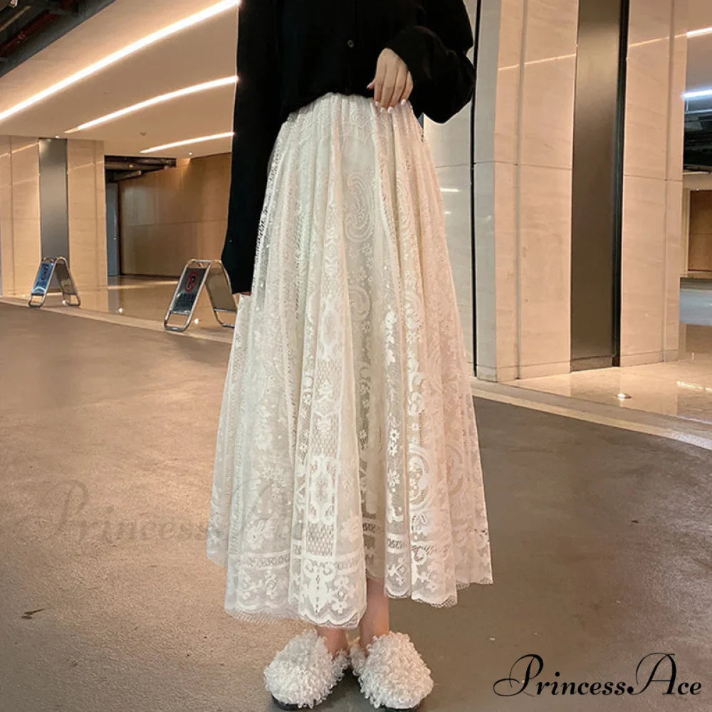 Elastic High Waist Lace Skirts
