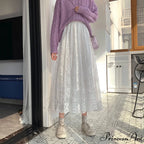 Elastic High Waist Lace Skirts