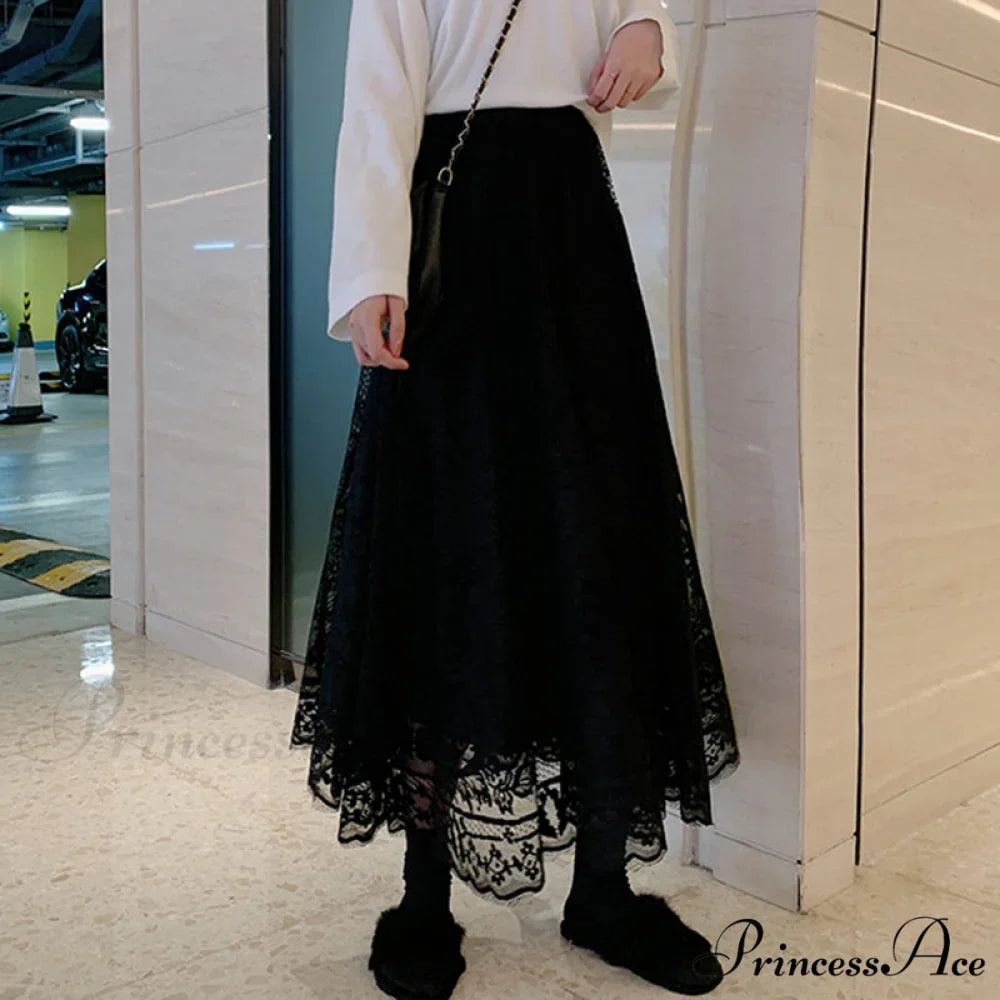 Elastic High Waist Lace Skirts