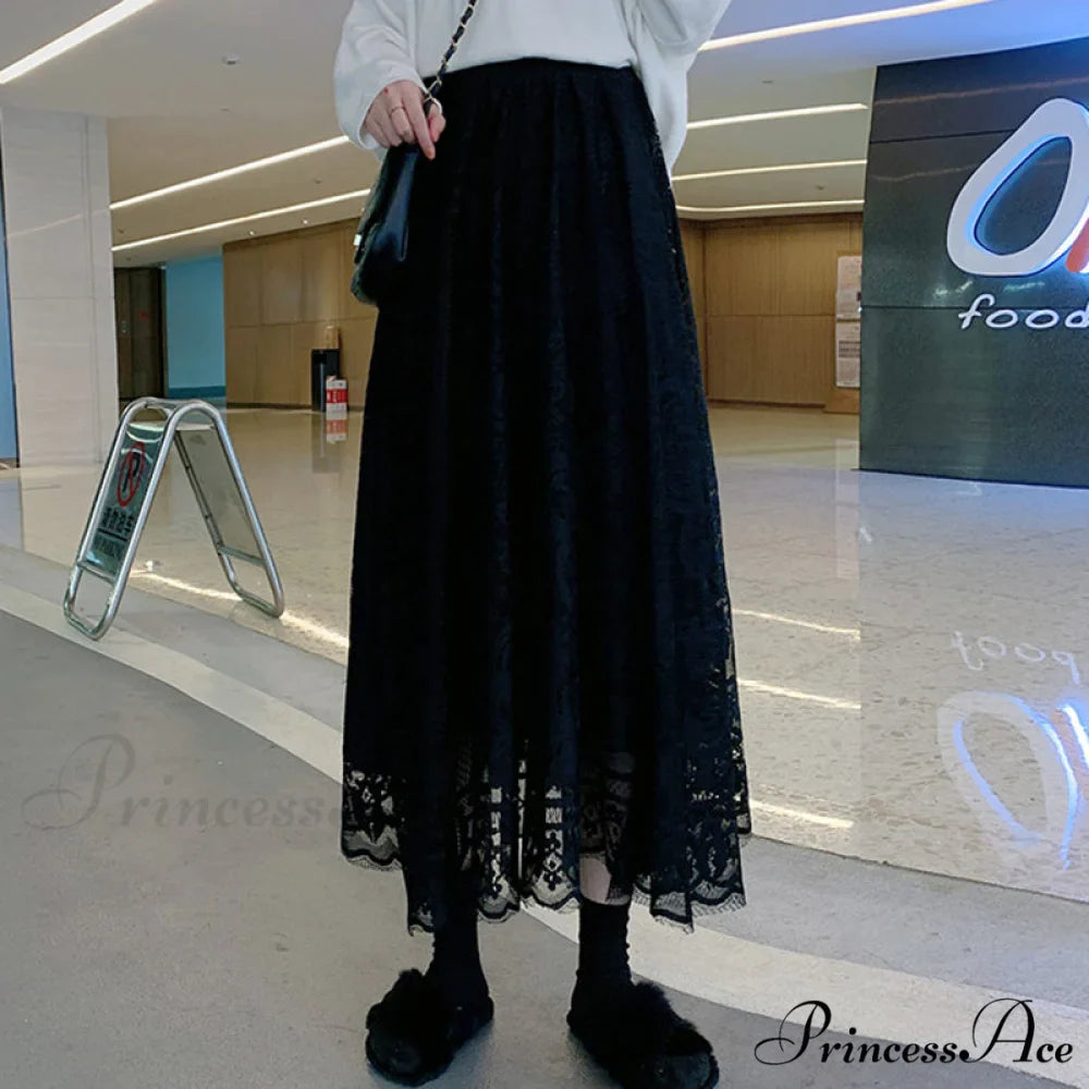 Elastic High Waist Lace Skirts