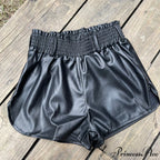 Elastic High Waist White PU Shorts