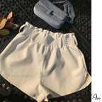 Elastic High Waist White PU Shorts