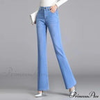 Elastic High Waist Woman Flare 2024 New Korean Fashion Clothing Pockets Slim Denim Solid Casual Flare Jean