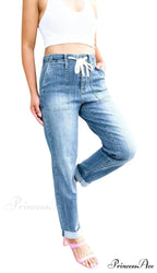 Elastic Skinny Pencil Casual Denim Drawstring High Waist Women's Fashionable Jean