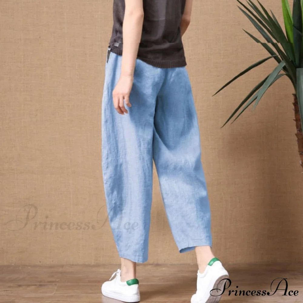 Elastic Waist Vintage Lady Loose Casual Pants