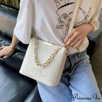 Elderly Leather Chain Pail Shoulder Crossbody