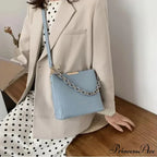 Elderly Leather Chain Pail Shoulder Crossbody