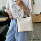 Elderly Leather Chain Pail Shoulder Crossbody