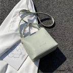 Elderly Leather Chain Pail Shoulder Crossbody