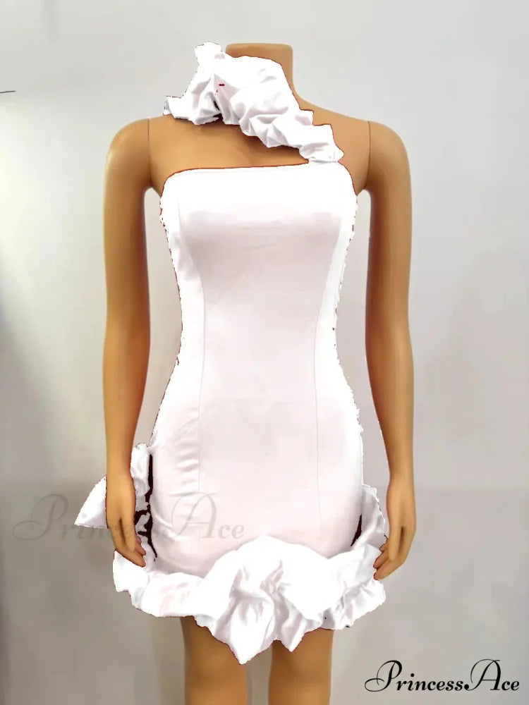 Elegant A-Line Backless One-Shoulder Red Christmas Party Dress