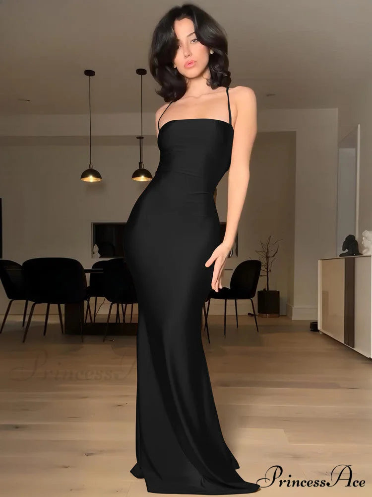 Elegant Backless Draped Bandage Sexy Maxi Christmas Party Dress