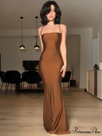 Elegant Backless Draped Bandage Sexy Maxi Christmas Party Dress