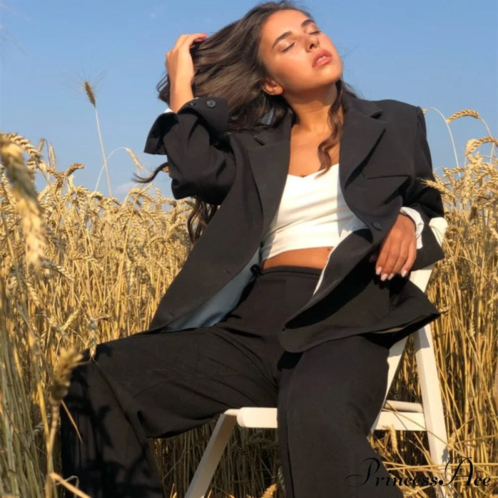 Elegant Black Single-breasted Women Blazer