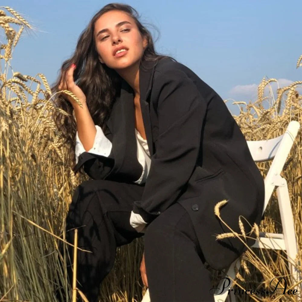 Elegant Black Single-breasted Women Blazer