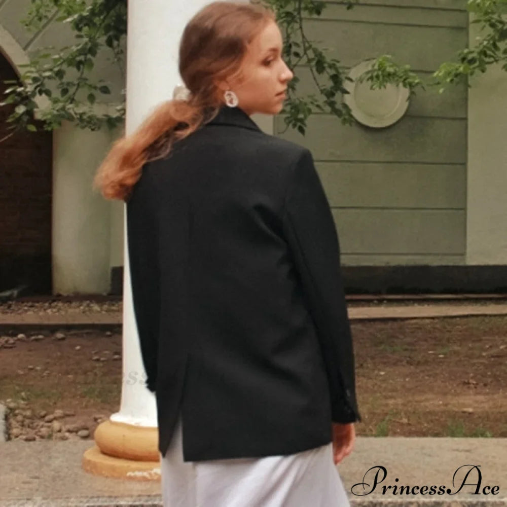 Elegant Black Single-breasted Women Blazer