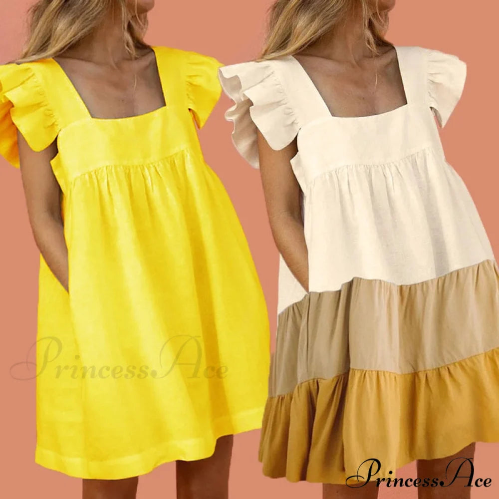 Elegant Butterfly Sleeve Beach Party Dress