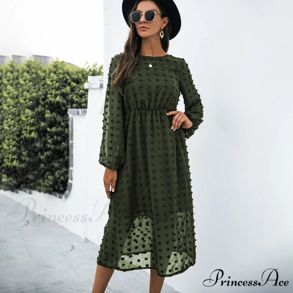 Elegant Casual Chiffon Party Vintage Midi Dresses