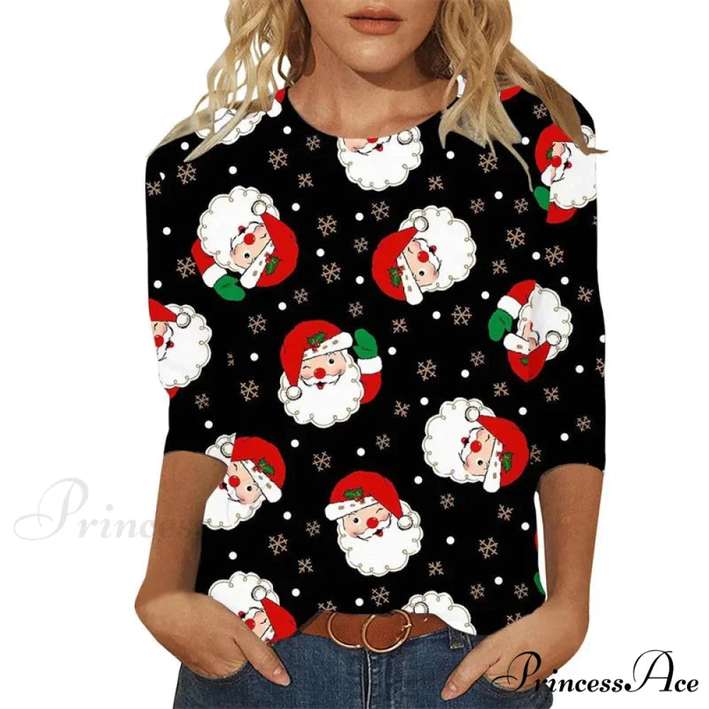 Elegant Casual Loose Round Neck Outdoor Autumn Winter Christmas Tree Hoodie