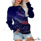 Elegant Casual Loose Round Neck Outdoor Autumn Winter Christmas Tree Hoodie