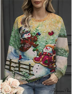 Elegant Casual Loose Round Neck Outdoor Autumn Winter Christmas Tree Hoodie