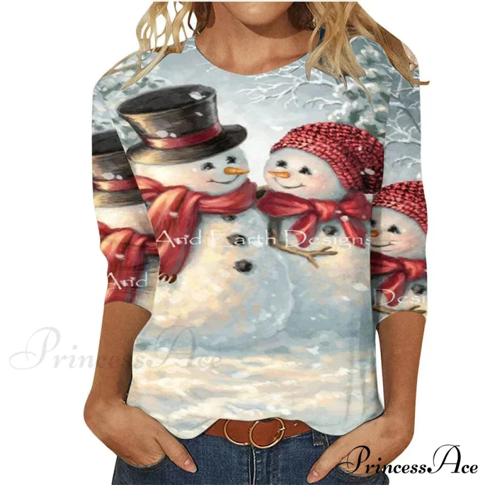 Elegant Casual Loose Round Neck Outdoor Autumn Winter Christmas Tree Hoodie