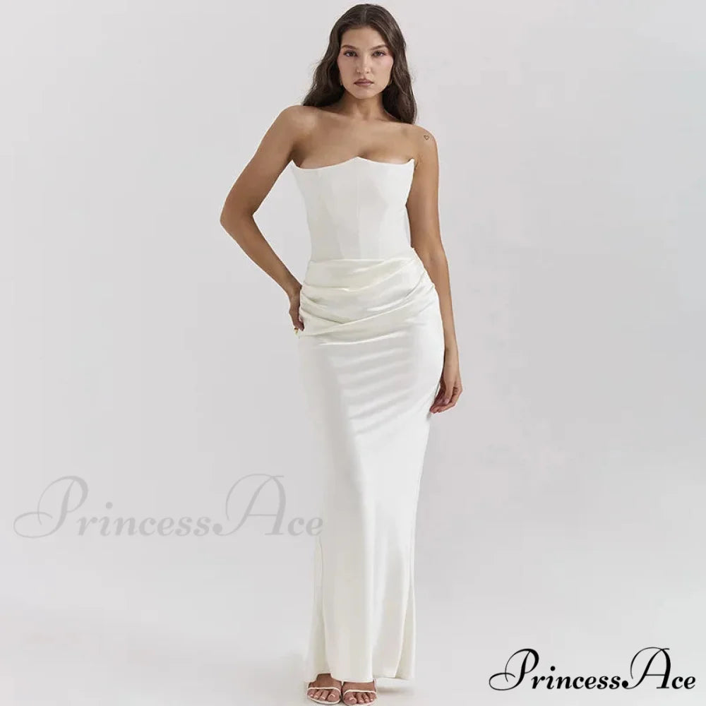 Elegant Corset Strap Neck Backless Maxi Red Christmas Party Dress