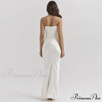 Elegant Corset Strap Neck Backless Maxi Red Christmas Party Dress