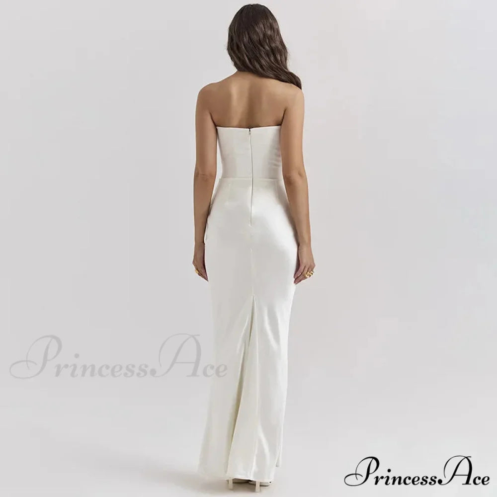 Elegant Corset Strap Neck Backless Maxi Red Christmas Party Dress